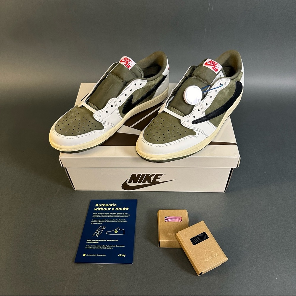 Size 11- 2024 Men's Jordan 1 Retro Low OG SP Travis Scott Med Olive DM7866-200 - Picture 1 of 11